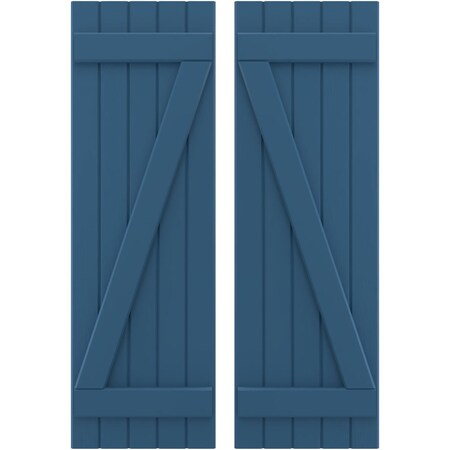 Americraft 5-Board (2 Batten) Wood Joined Board-n-Batten Shutters W/ Z-Bar, ARW102BB518X48HBH